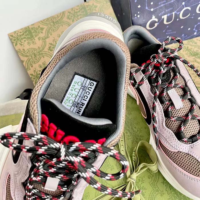 G*u*i unisex run sneaker lilac black suede interlocking g bi-color rubbe low heel