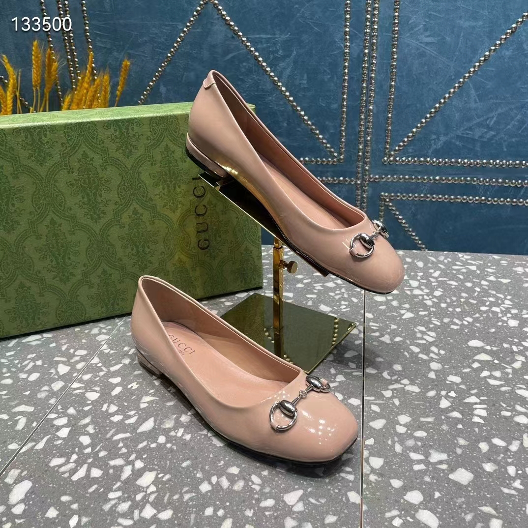 G*u*i women ballet flat horsebit light pink leather low 2.5 cm heel