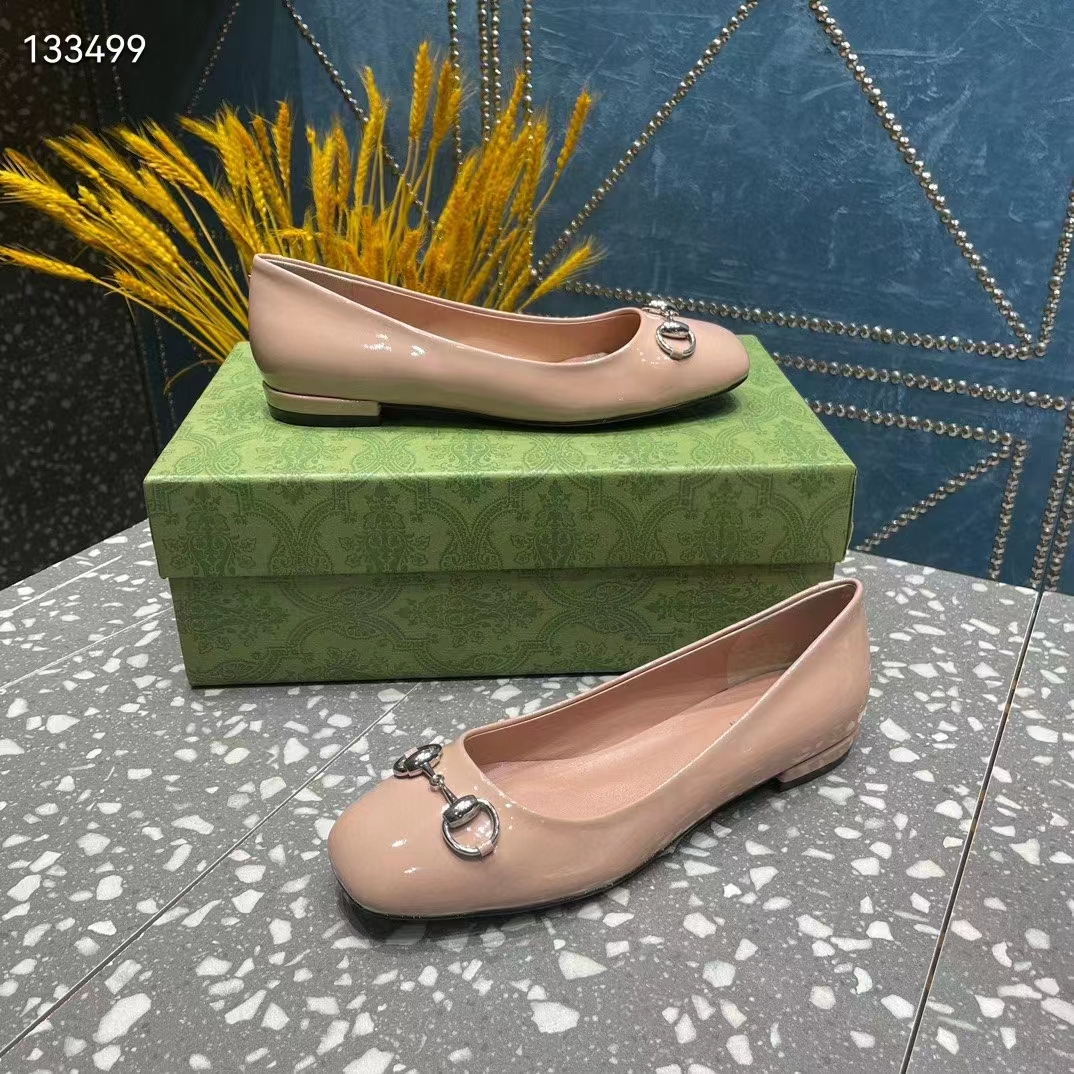 G*u*i women ballet flat horsebit light pink leather low 2.5 cm heel