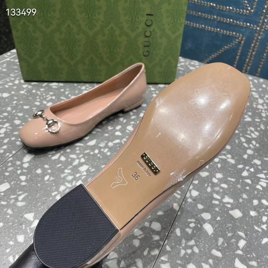 G*u*i women ballet flat horsebit light pink leather low 2.5 cm heel