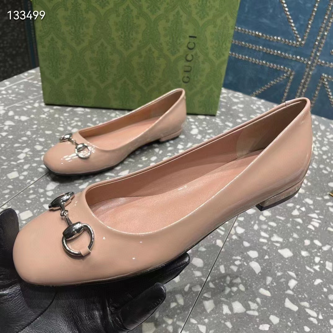 G*u*i women ballet flat horsebit light pink leather low 2.5 cm heel