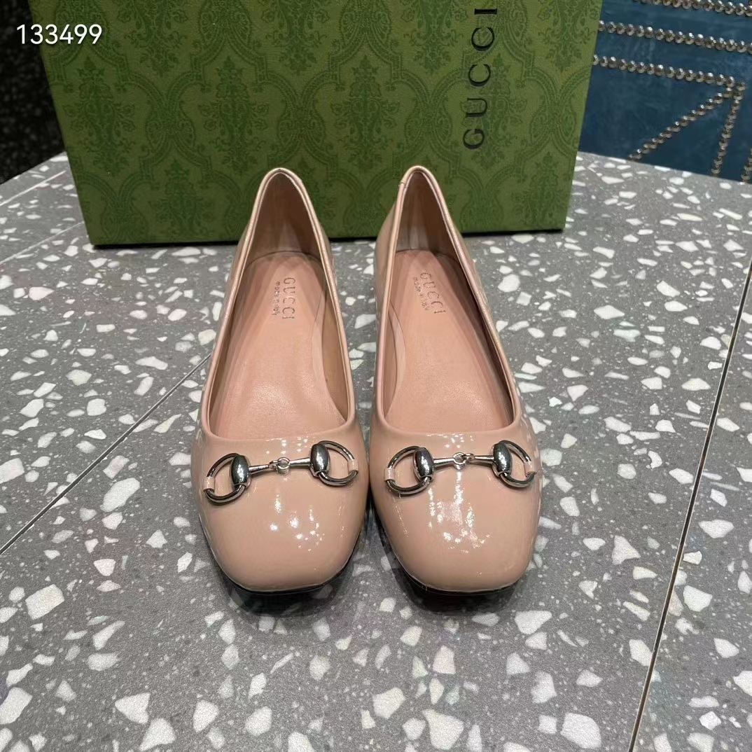G*u*i women ballet flat horsebit light pink leather low 2.5 cm heel
