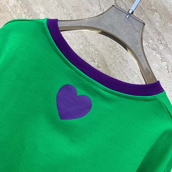 G*u*i men gg cotton jersey cropped t-shirt green medium heart patch crewneck short sleeves