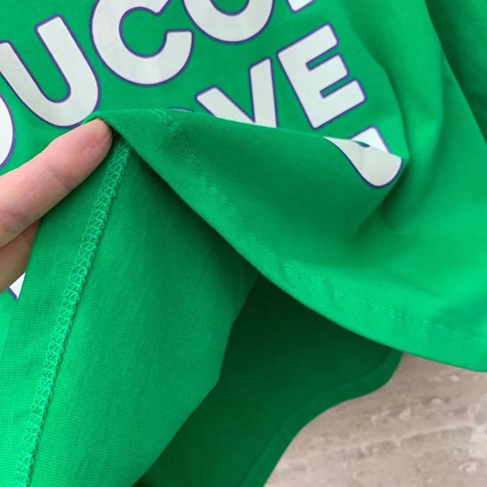 G*u*i men gg cotton jersey cropped t-shirt green medium heart patch crewneck short sleeves