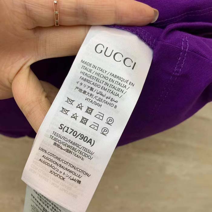 G*u*i women gg cotton jersey cropped t-shirt violet medium heart patch crewneck short sleeves