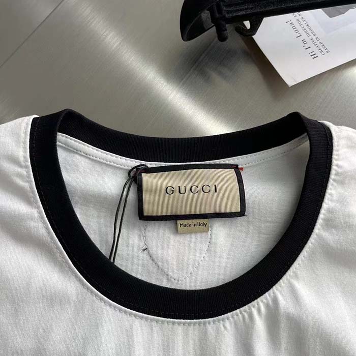 G*u*i women gg cotton jersey t-shirt embroidery off white crewneck short sleeves