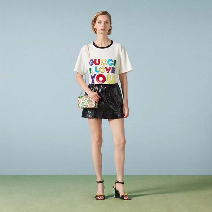 G*u*i women gg cotton jersey t-shirt embroidery off white crewneck short sleeves
