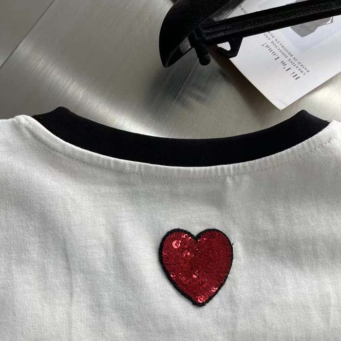 G*u*i women gg cotton jersey t-shirt embroidery off white crewneck short sleeves