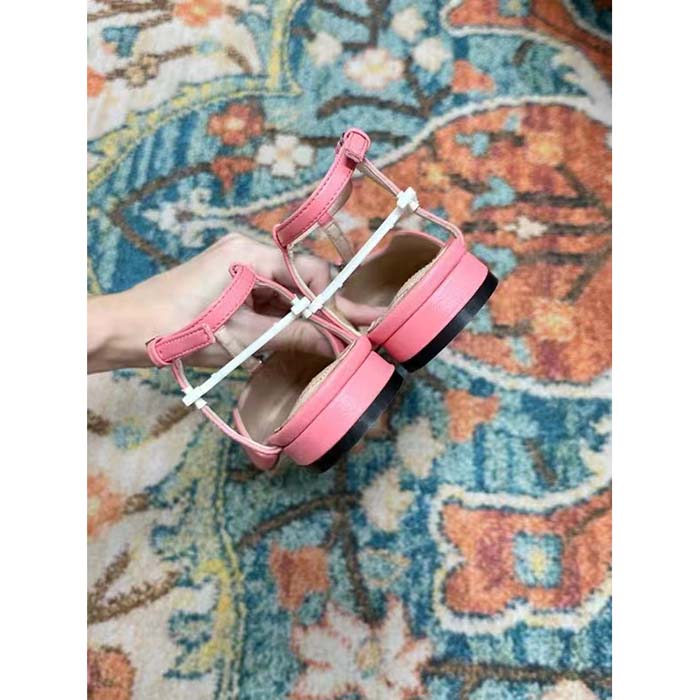 G*u*i women gg double g ballet flat pink leather square toe 1.5 cm heel