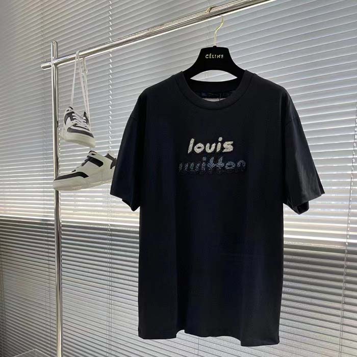 Louis Vuitton LV Women Bead-Embroidered Cotton T-Shirt Show Fit Embroidered Signature