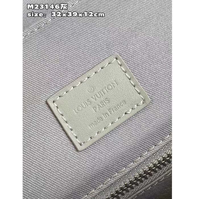 Louis Vuitton LV Unisex Christopher MM Backpack Mineral Gray Embossed Taurillon Monogram Cowhide Leather