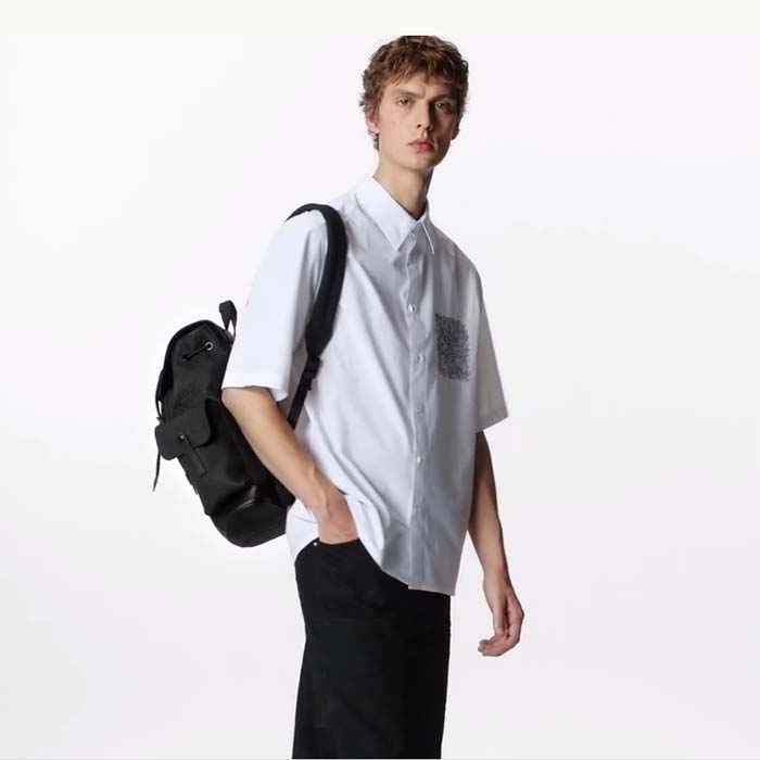 Louis Vuitton LV Unisex Christopher PM Backpack Black Taurillon Monogram Embossed Cowhide Leather