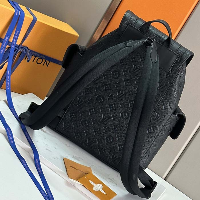 Louis Vuitton LV Unisex Christopher PM Backpack Black Taurillon Monogram Embossed Cowhide Leather