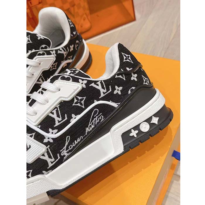 Louis Vuitton LV Unisex LV Trainer Sneaker Black Monogram Textile Rubber Outsole