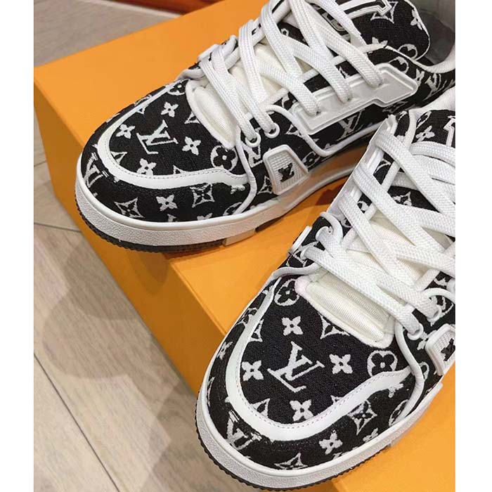 Louis Vuitton LV Unisex LV Trainer Sneaker Black Monogram Textile Rubber Outsole