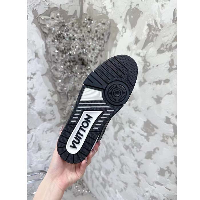 Louis Vuitton LV Unisex LV Trainer Sneaker Black Swarovski™ Crystals Grained Calf Leather