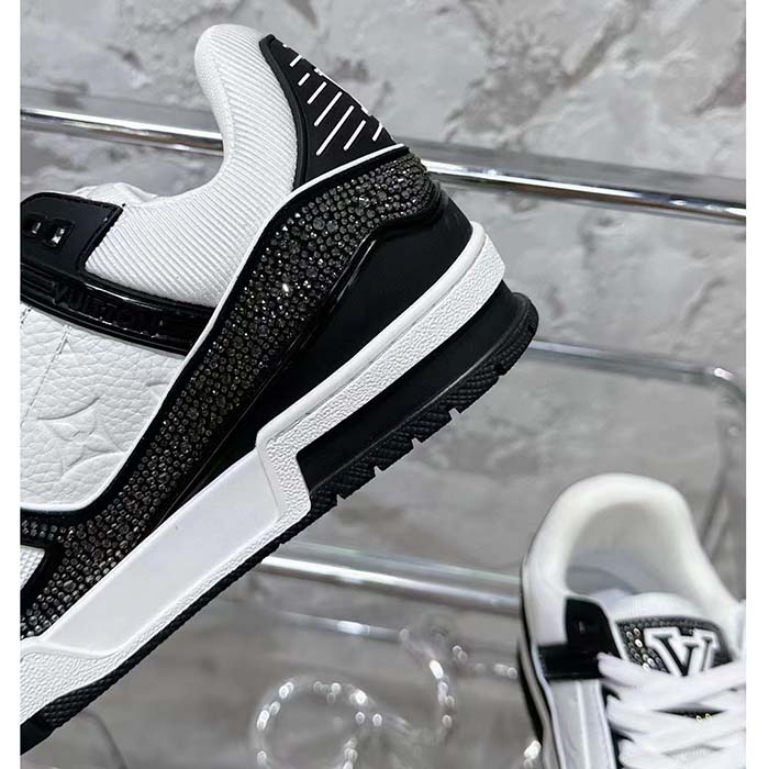 Louis Vuitton LV Unisex LV Trainer Sneaker Black Swarovski™ Crystals Grained Calf Leather