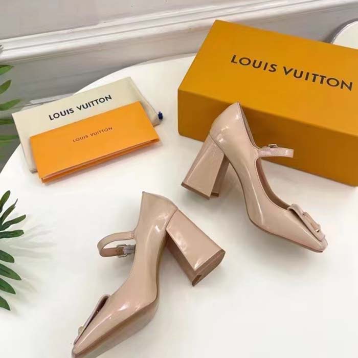 Louis Vuitton LV Women Shake Pump Nude Pink Patent Calf Leather Lambskin 8.5 CM Heel