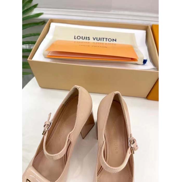 Louis Vuitton LV Women Shake Pump Nude Pink Patent Calf Leather Lambskin 8.5 CM Heel