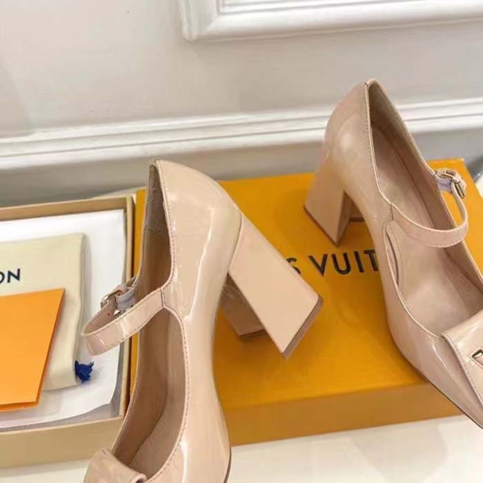 Louis Vuitton LV Women Shake Pump Nude Pink Patent Calf Leather Lambskin 8.5 CM Heel