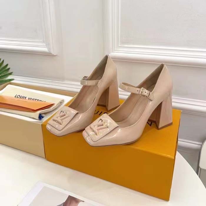 Louis Vuitton LV Women Shake Pump Nude Pink Patent Calf Leather Lambskin 8.5 CM Heel