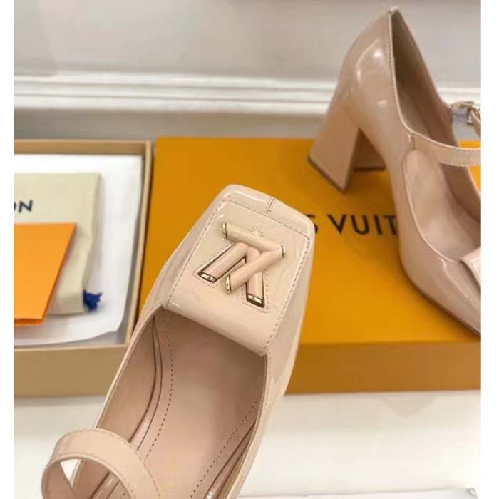Louis Vuitton LV Women Shake Pump Nude Pink Patent Calf Leather Lambskin 8.5 CM Heel