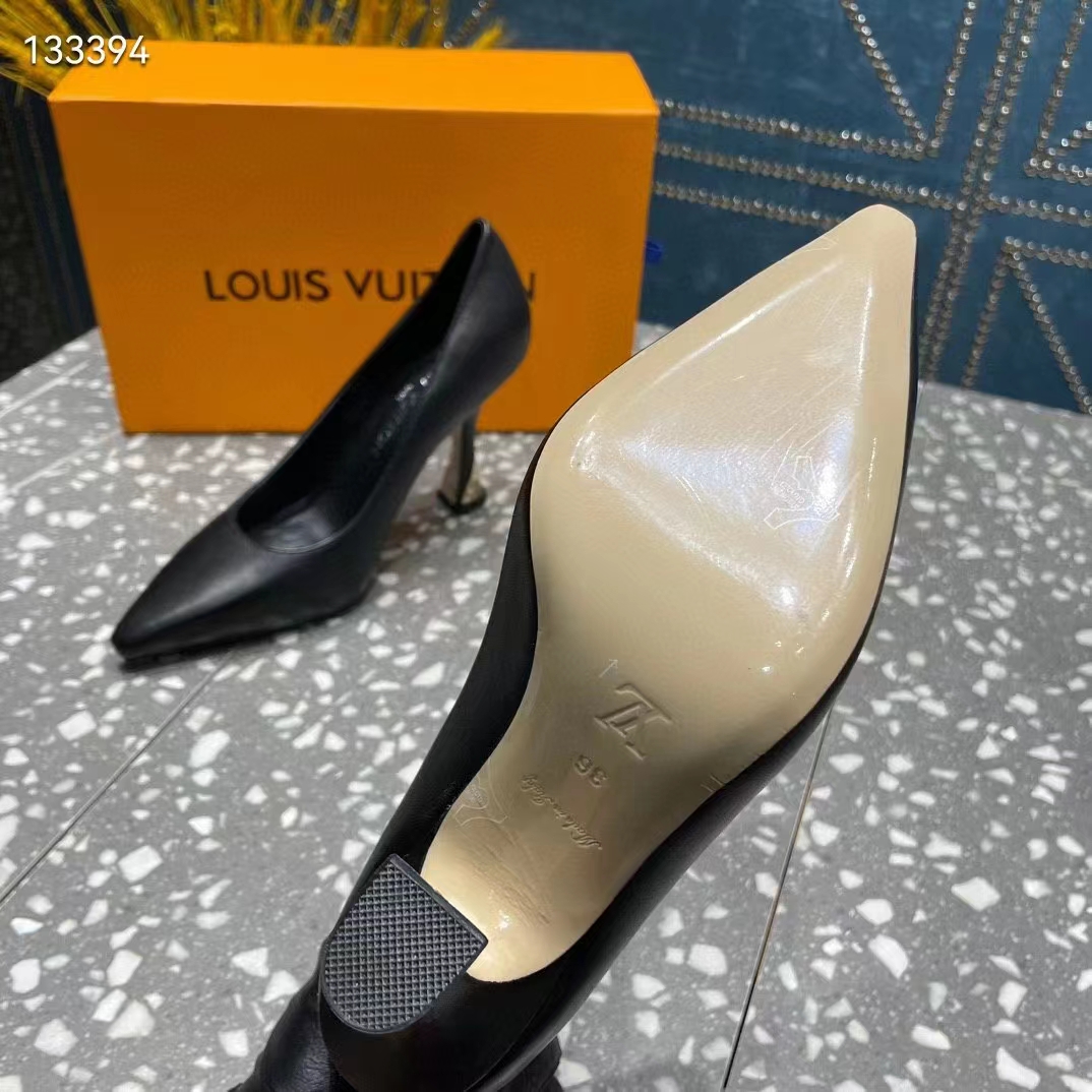 Louis Vuitton LV Women Sparkle Pump Black Lamb Leather Outsole 9.5 Cm Heel