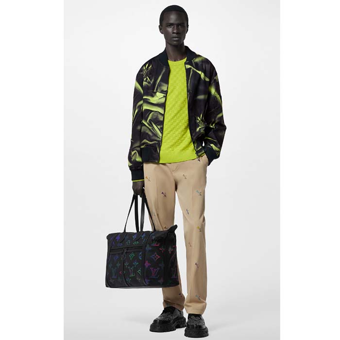 Louis Vuitton Men Graphic Cotton Bomber Jacket Relaxed Fit LV Dune Print Allover