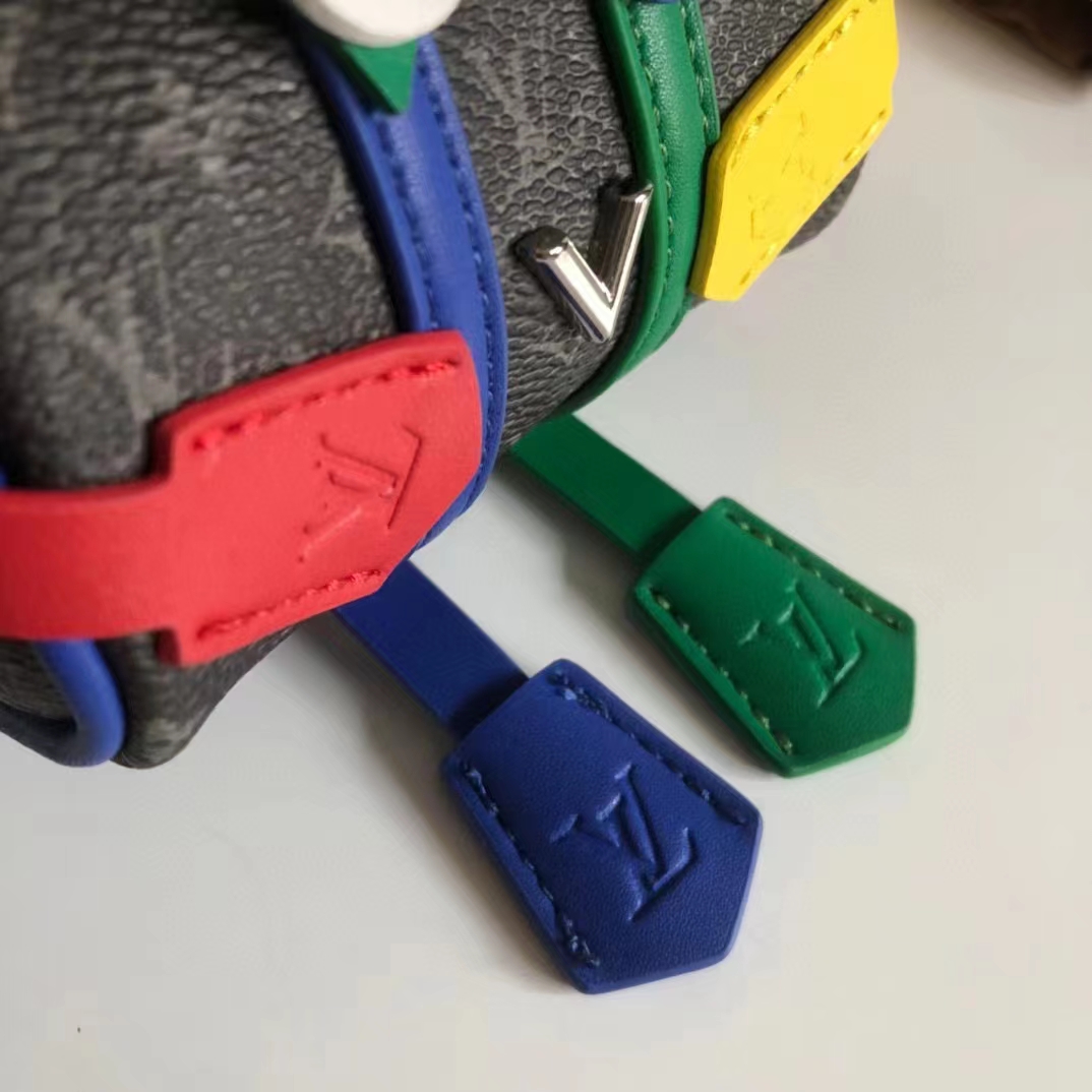 Louis Vuitton Unisex LV Mister Keepall Key Holder Bag Charm Monogram Eclipse Coated Canvas Leather