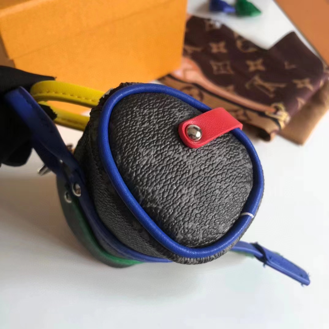 Louis Vuitton Unisex LV Mister Keepall Key Holder Bag Charm Monogram Eclipse Coated Canvas Leather