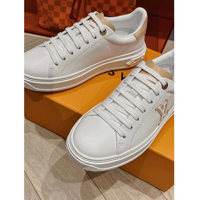 Louis Vuitton Unisex LV Time Out Sneaker Natural Calf Leather Rubber Outsole