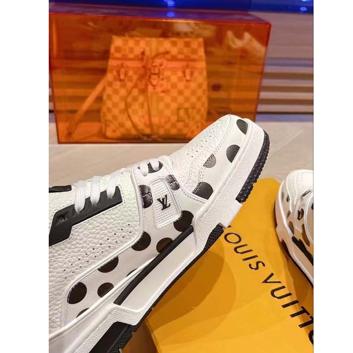 Louis Vuitton Unisex LV Trainer Sneaker Black Calf Leather Rubber Outsole Monogram Flowers