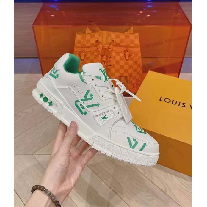 Louis Vuitton Unisex LV Trainer Sneaker Green Mix Sustainable Materials Recycled Polyester