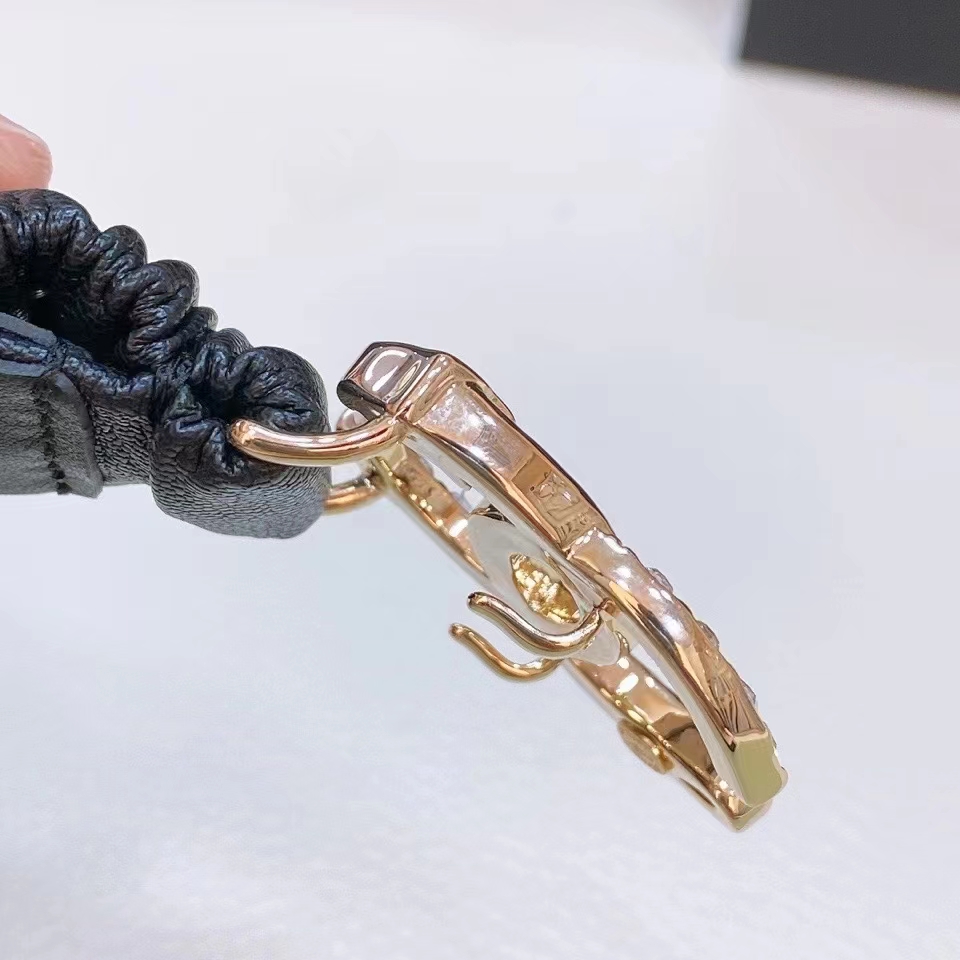 Chanel CC Women Belt Lambskin Gold-Tone Metal Strass Black