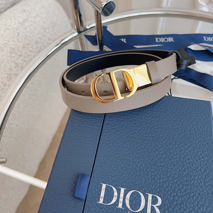 Dior CD Unisex 30 Montaigne Reversible Belt Hazelnut Black Smooth Calfskin 20 MM Width