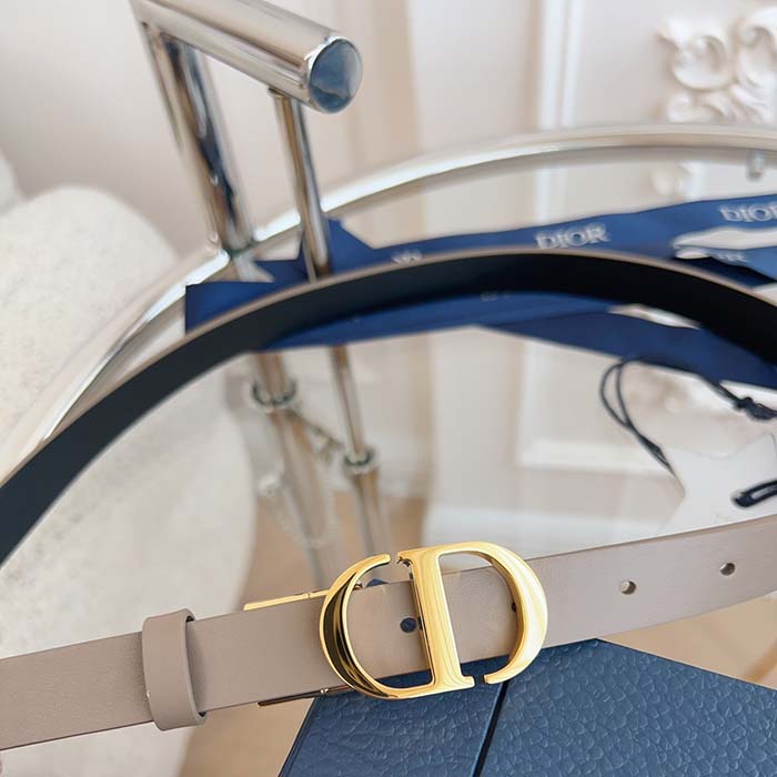 Dior CD Unisex 30 Montaigne Reversible Belt Hazelnut Black Smooth Calfskin 20 MM Width