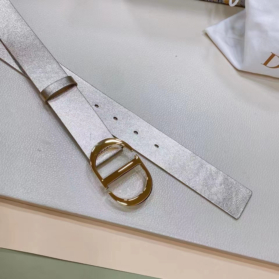 Dior CD Women 30 Montaigne Reversible Belt Gold-Tone Latte Smooth Calfskin 20 MM