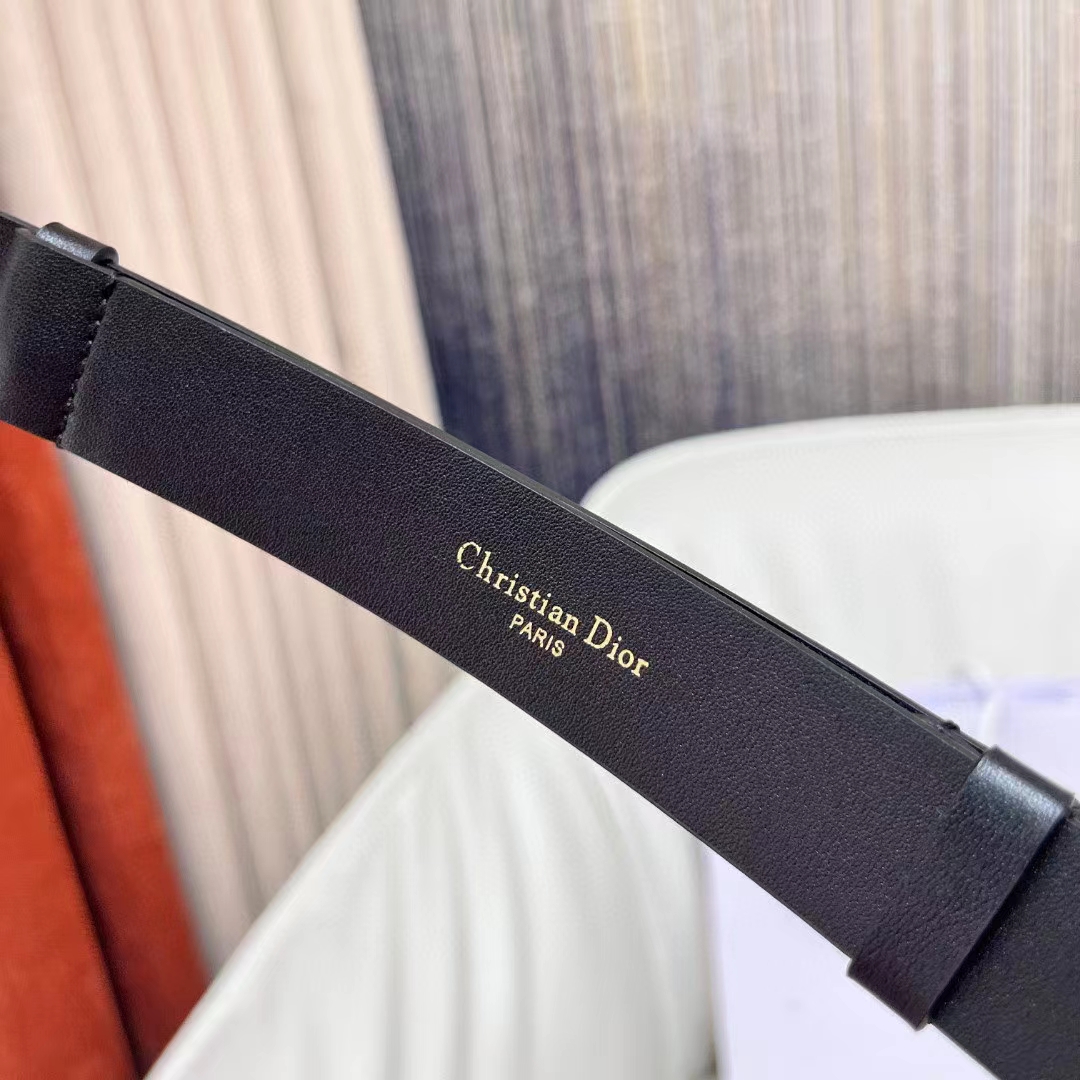 Dior Unisex CD 30 Montaigne Avenue Belt Black Ultrasmooth Calfskin 25 MM Width