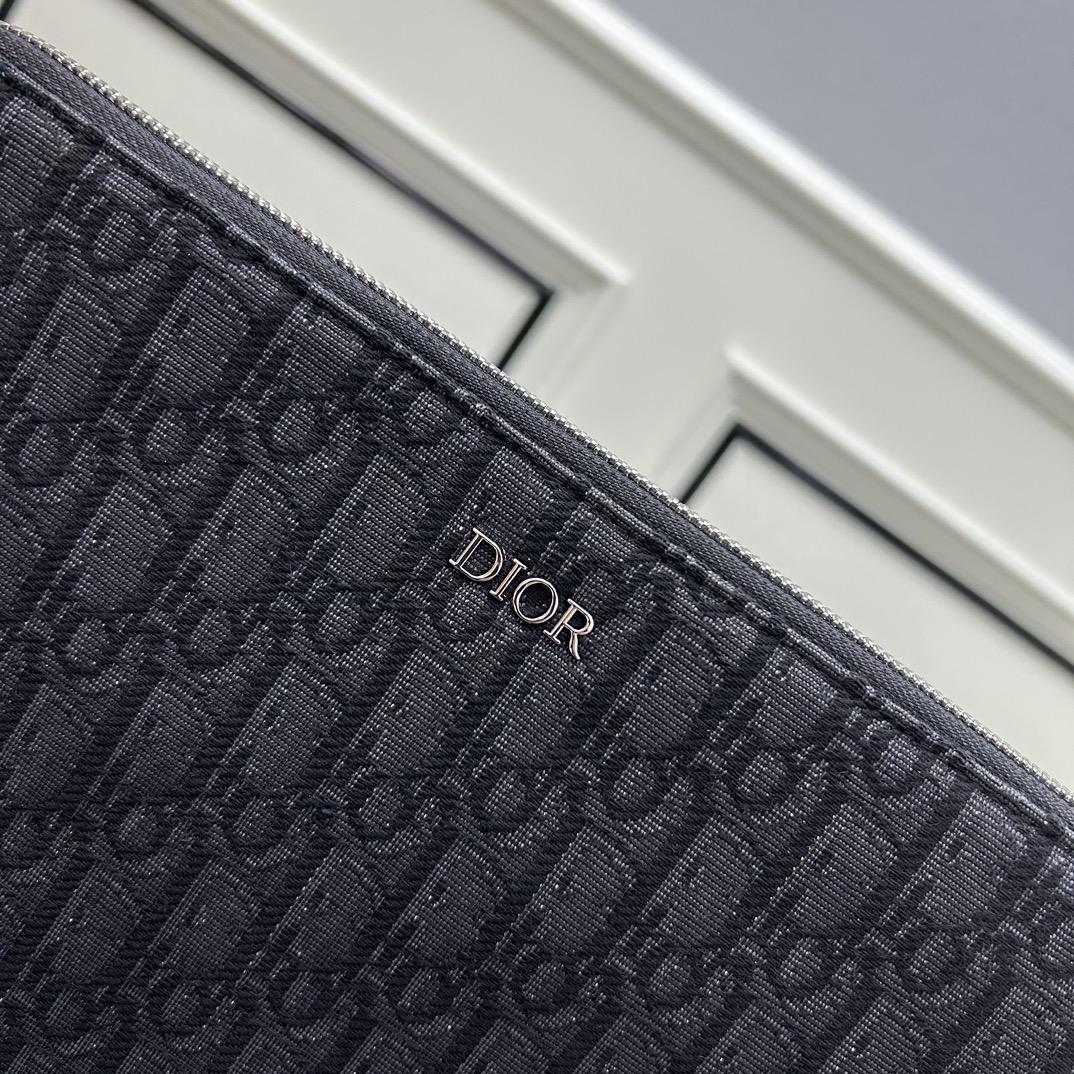 Dior Unisex CD A5 Pouch Black Dior Oblique Jacquard