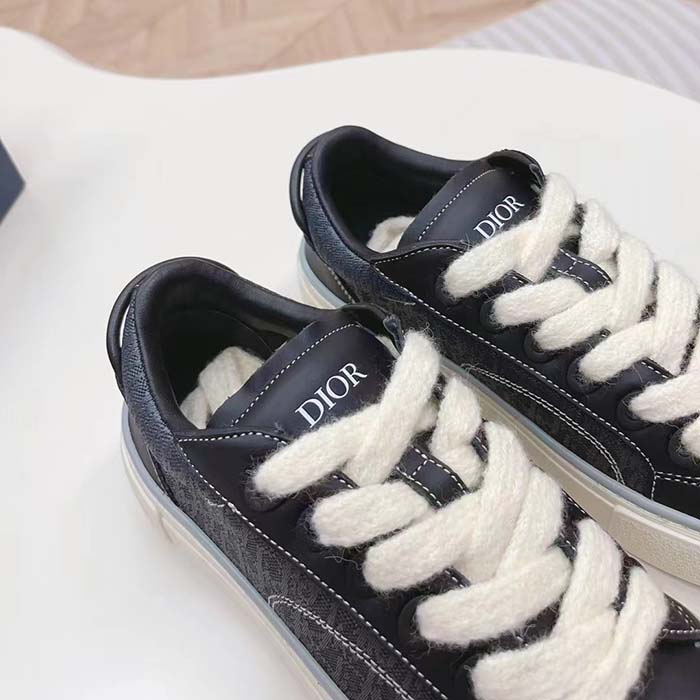 Dior Unisex CD B33 Sneaker Black Smooth Calfskin Dior Oblique Jacquard