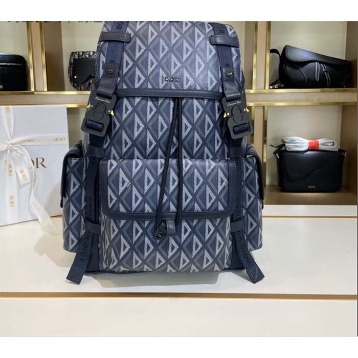 dior unisex cd hit the road backpack navy blue cd Di*m*nd canvas