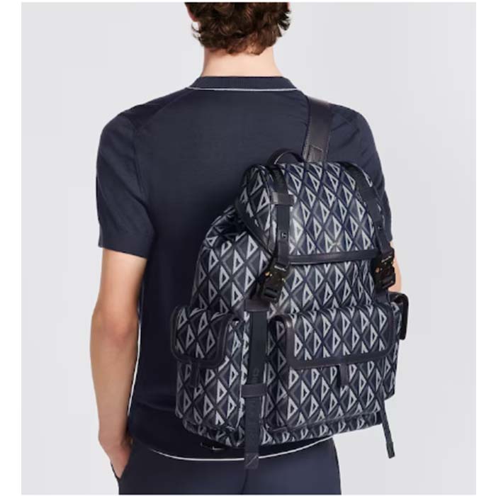dior unisex cd hit the road backpack navy blue cd Di*m*nd canvas