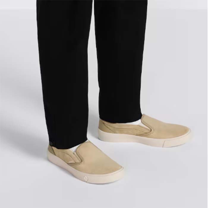 Dior Unisex CD Shoes B101 Slip-On Sneaker Beige Suede Smooth Calfskin