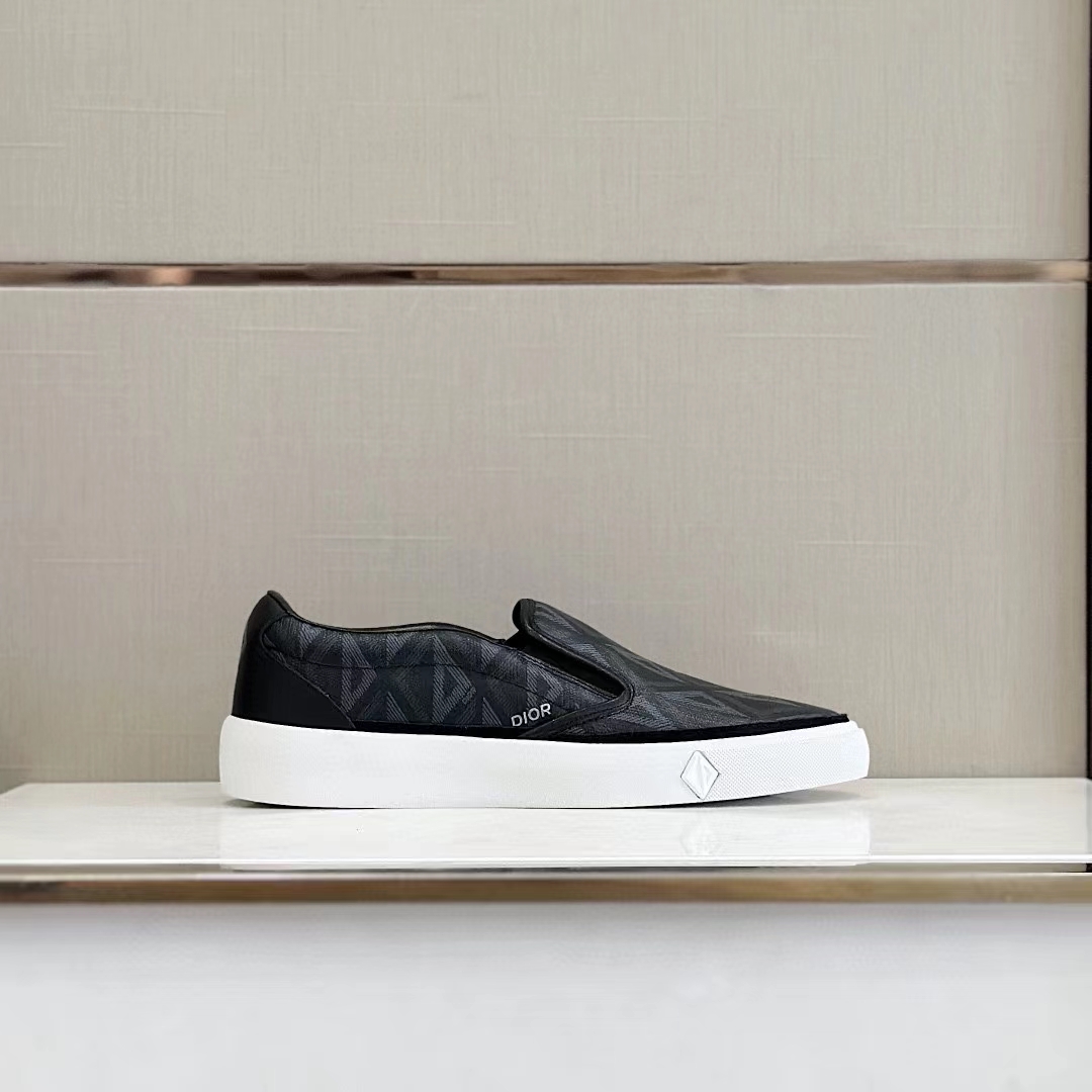 dior unisex shoes b101 slip-on sneaker black cd Di*m*nd canvas smooth calfskin