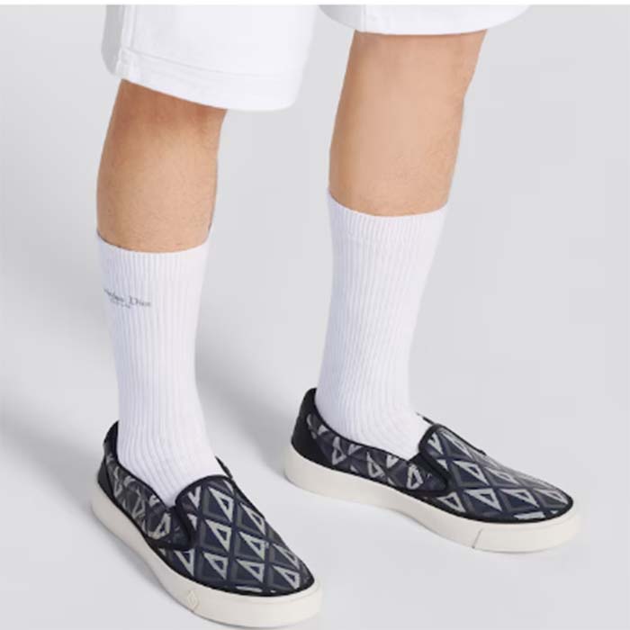 dior unisex shoes b101 slip-on sneaker black cd Di*m*nd canvas smooth calfskin