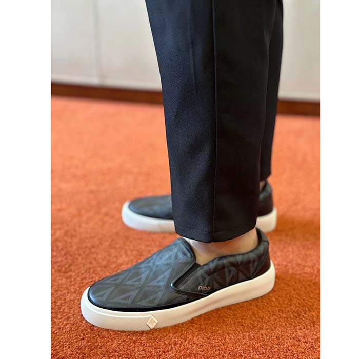 dior unisex shoes b101 slip-on sneaker black cd Di*m*nd canvas smooth calfskin