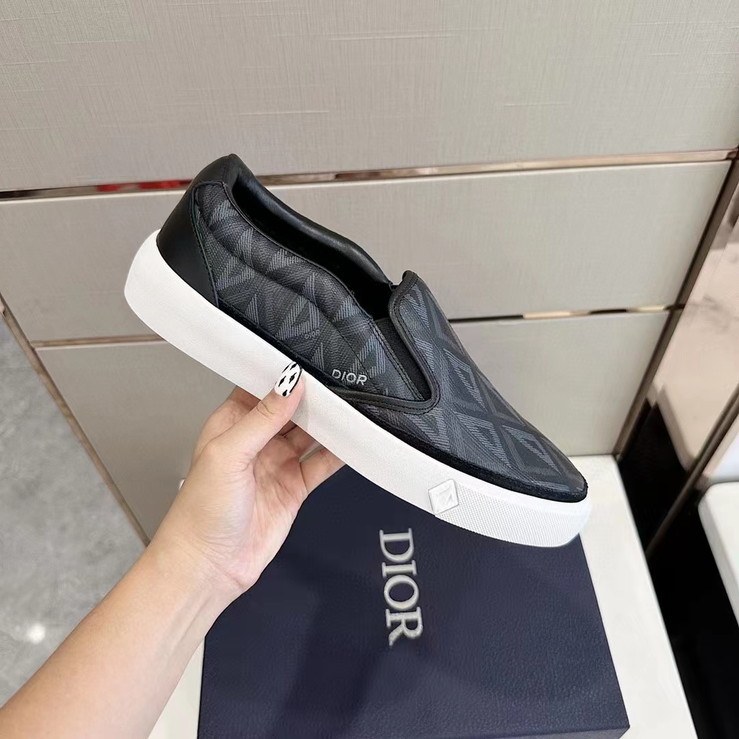 dior unisex shoes b101 slip-on sneaker black cd Di*m*nd canvas smooth calfskin