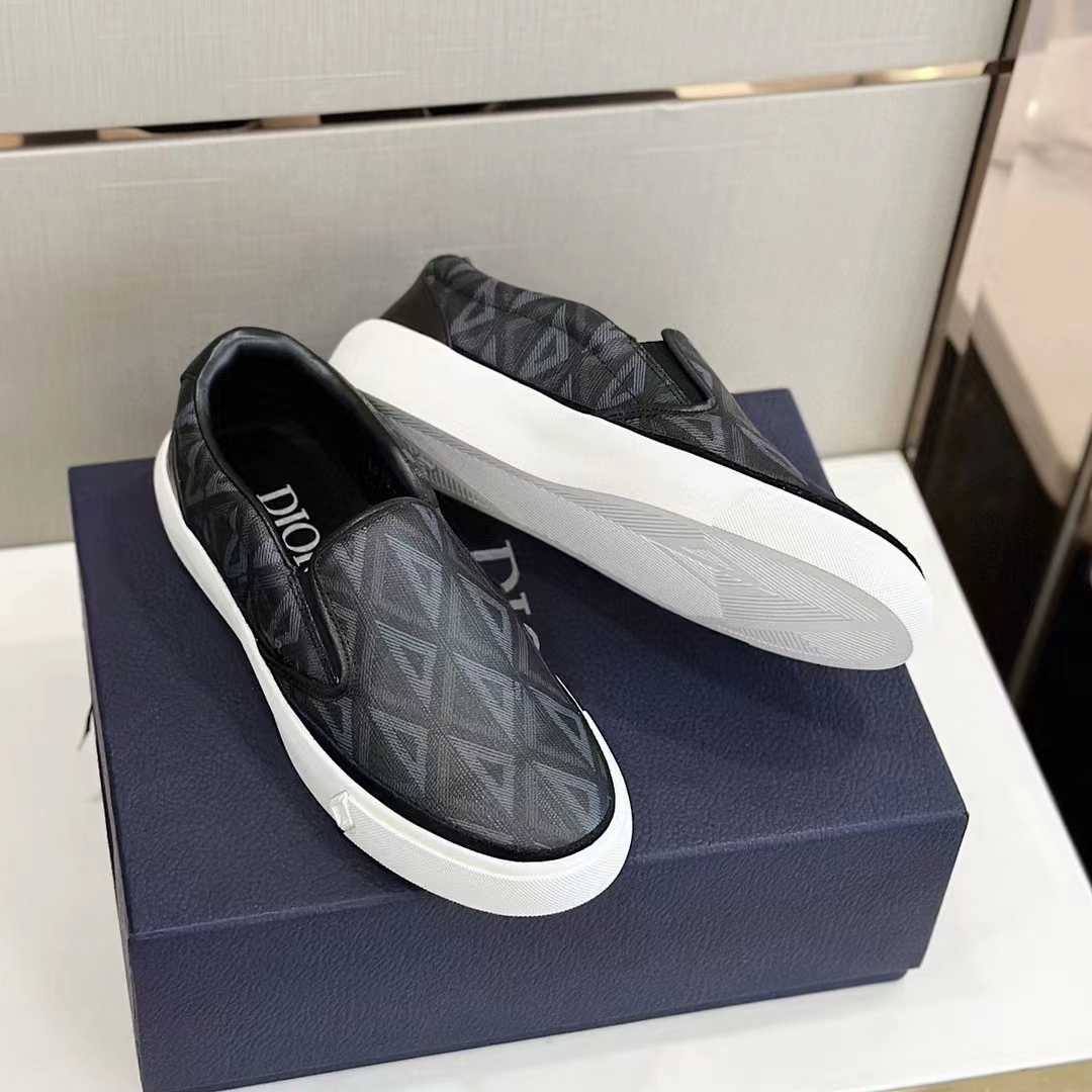 dior unisex shoes b101 slip-on sneaker black cd Di*m*nd canvas smooth calfskin