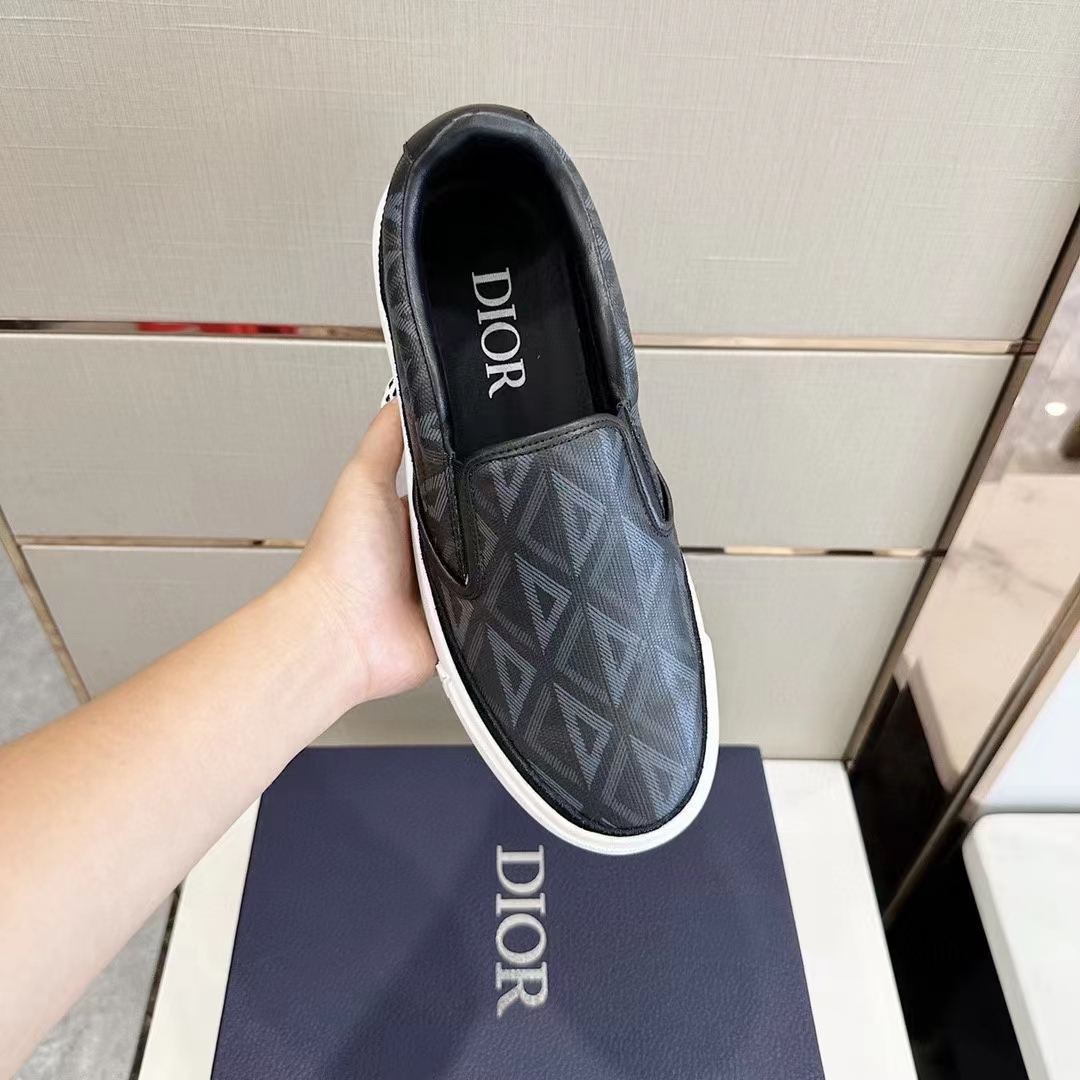 dior unisex shoes b101 slip-on sneaker black cd Di*m*nd canvas smooth calfskin