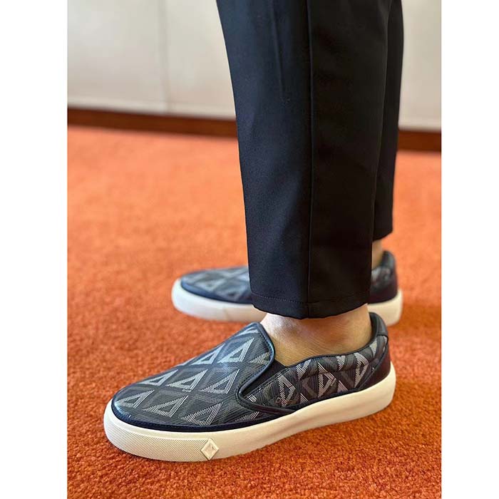 dior unisex shoes b101 slip-on sneaker navy blue cd Di*m*nd canvas smooth calfskin